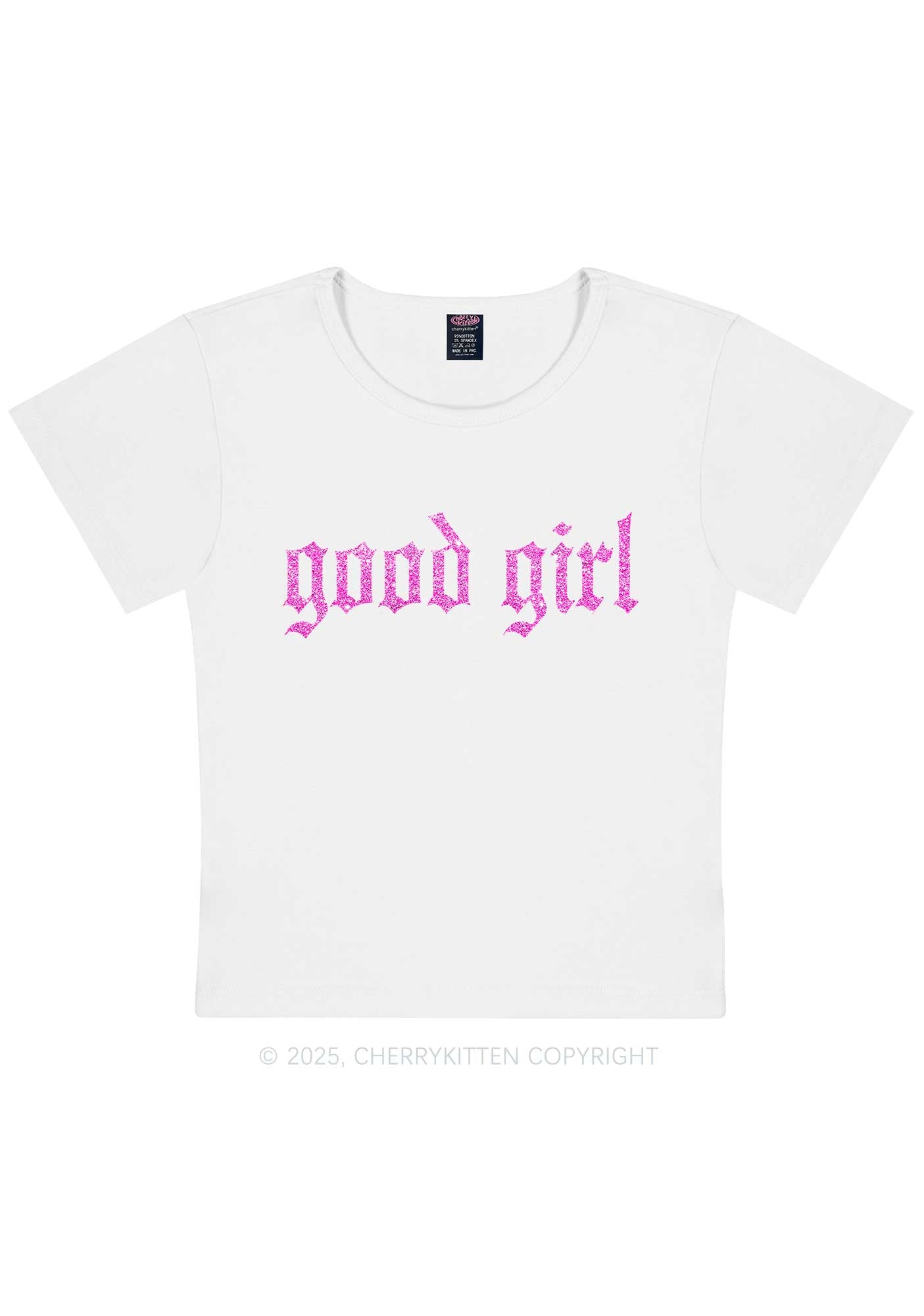 Glitter Good Girl Y2K Baby Tee Cherrykitten