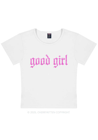 Glitter Good Girl Y2K Baby Tee Cherrykitten