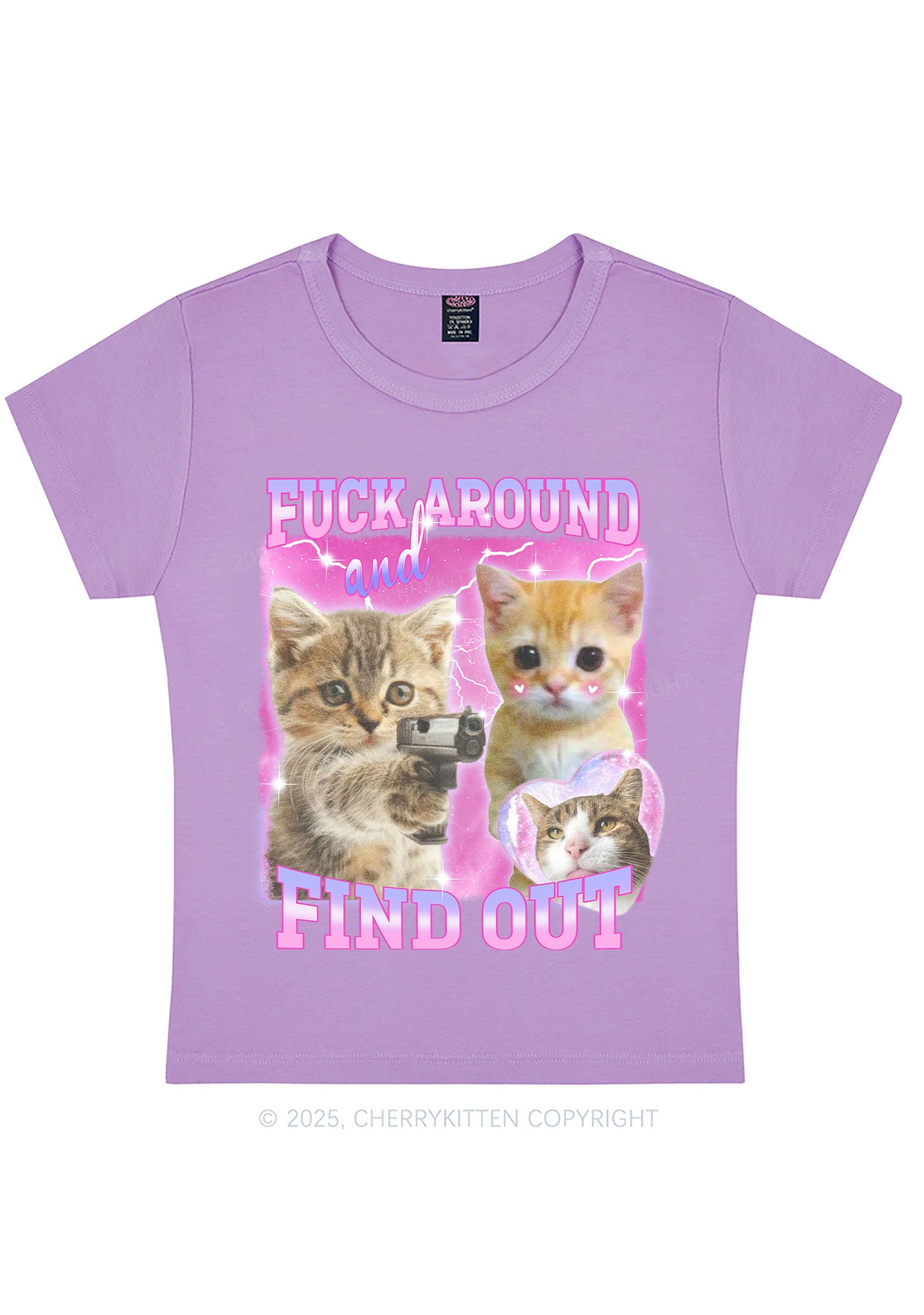 Fxxk Around Cats Y2K Baby Tee Cherrykitten