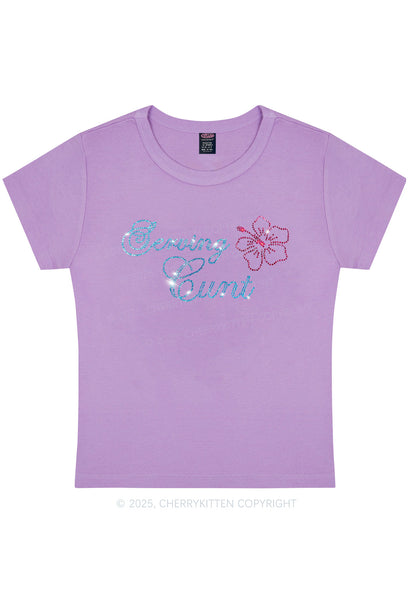 Rhinestone Serving Cxxt Y2K Baby Tee Cherrykitten