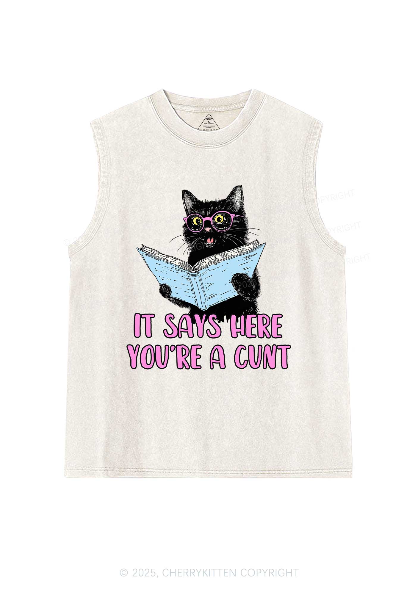 You Are A Cxxt Y2K Washed Muscle Tank Cherrykitten