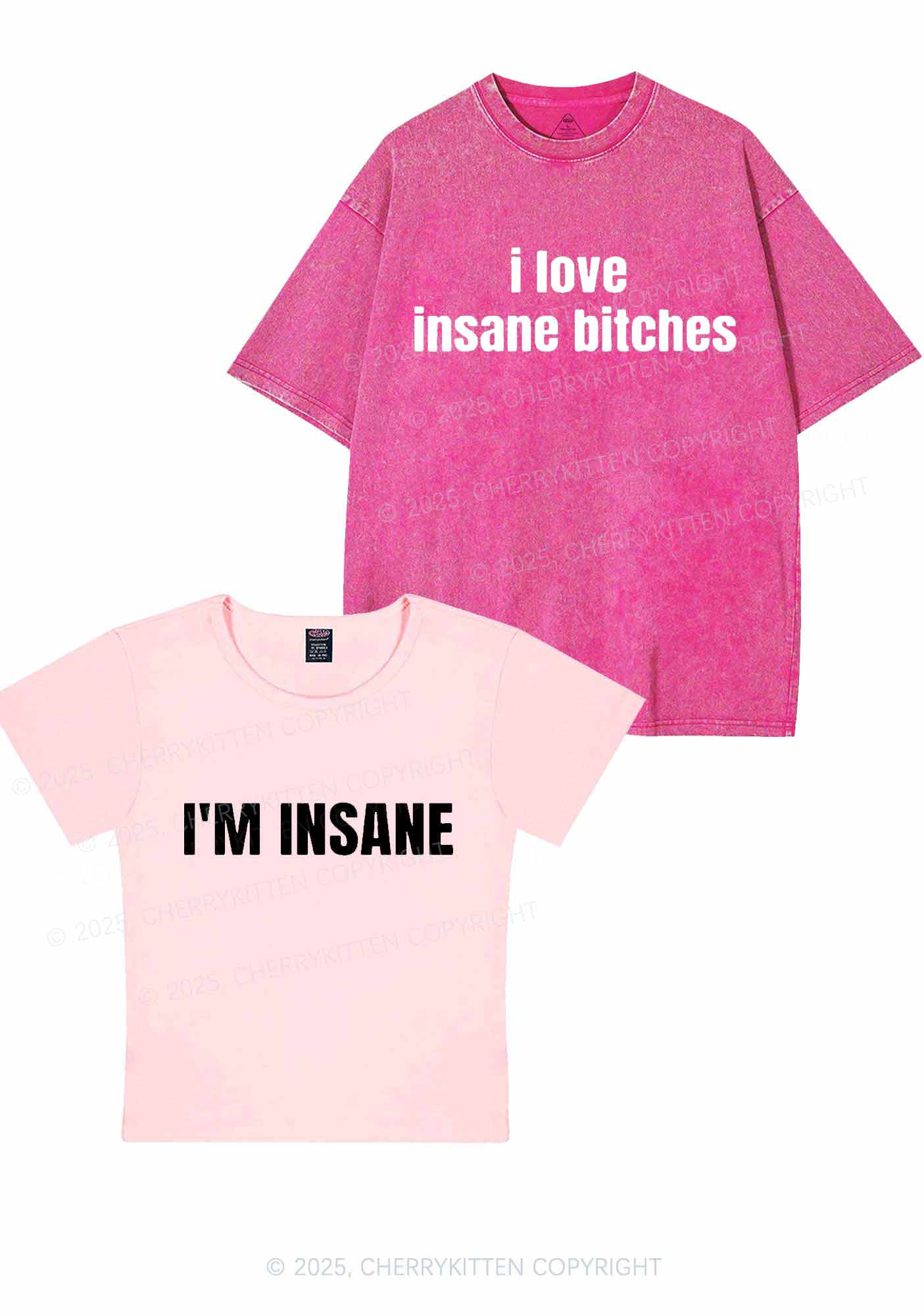 I Love Insane Y2K Valentine's Day Couple Shirt Cherrykitten