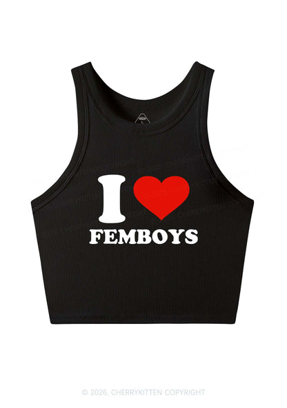 I Love Femboys Pride Y2K Crop Tank Top Cherrykitten