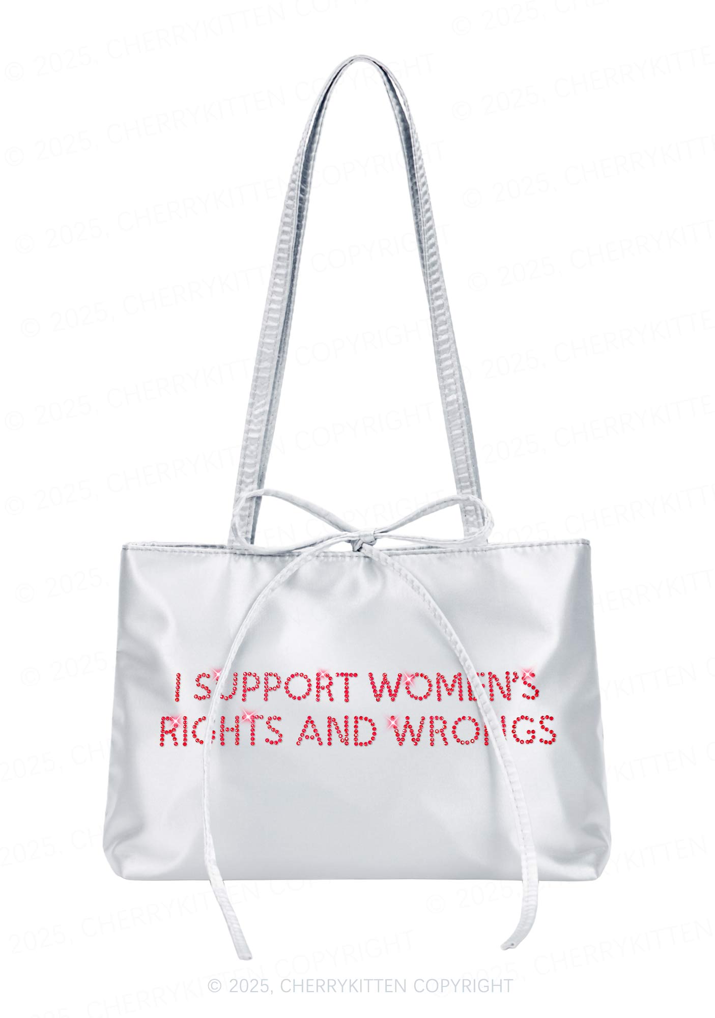 Rhinestone I Support Women Y2K Satin Bags Cherrykitten