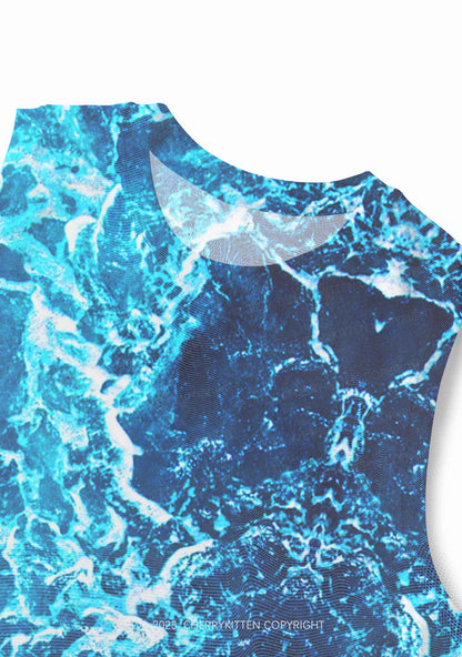 Ocean Wave Y2K Mesh Muscle Tank Cherrykitten