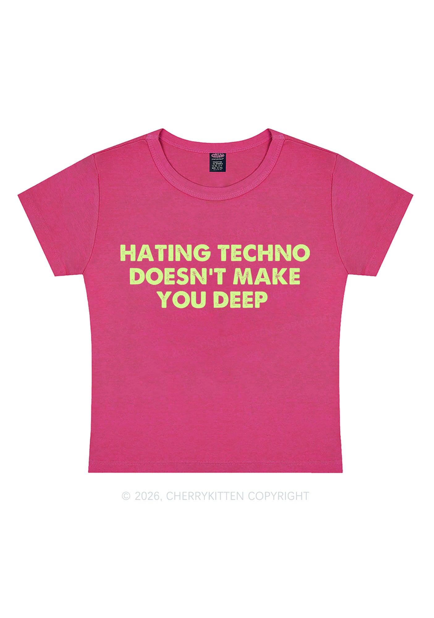 Hating Techno Doesnt Make You Deep Y2K Baby Tee Cherrykitten