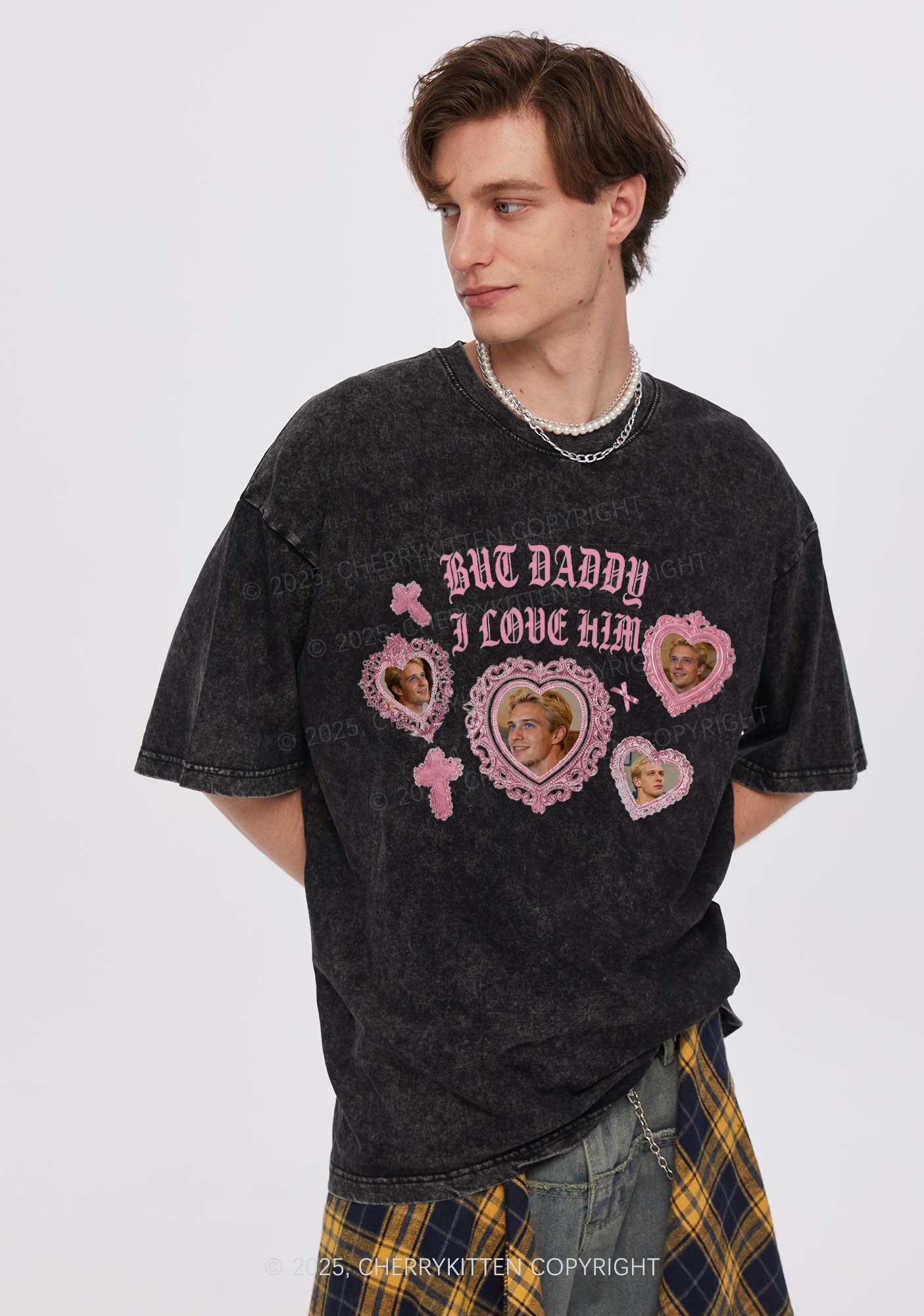 Gothic But Daddy I Love Him Y2K Shirts Washed Tee Cherrykitten