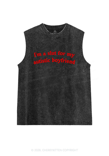 Slxt For My Autistic BF Y2K Washed Muscle Tank Cherrykitten