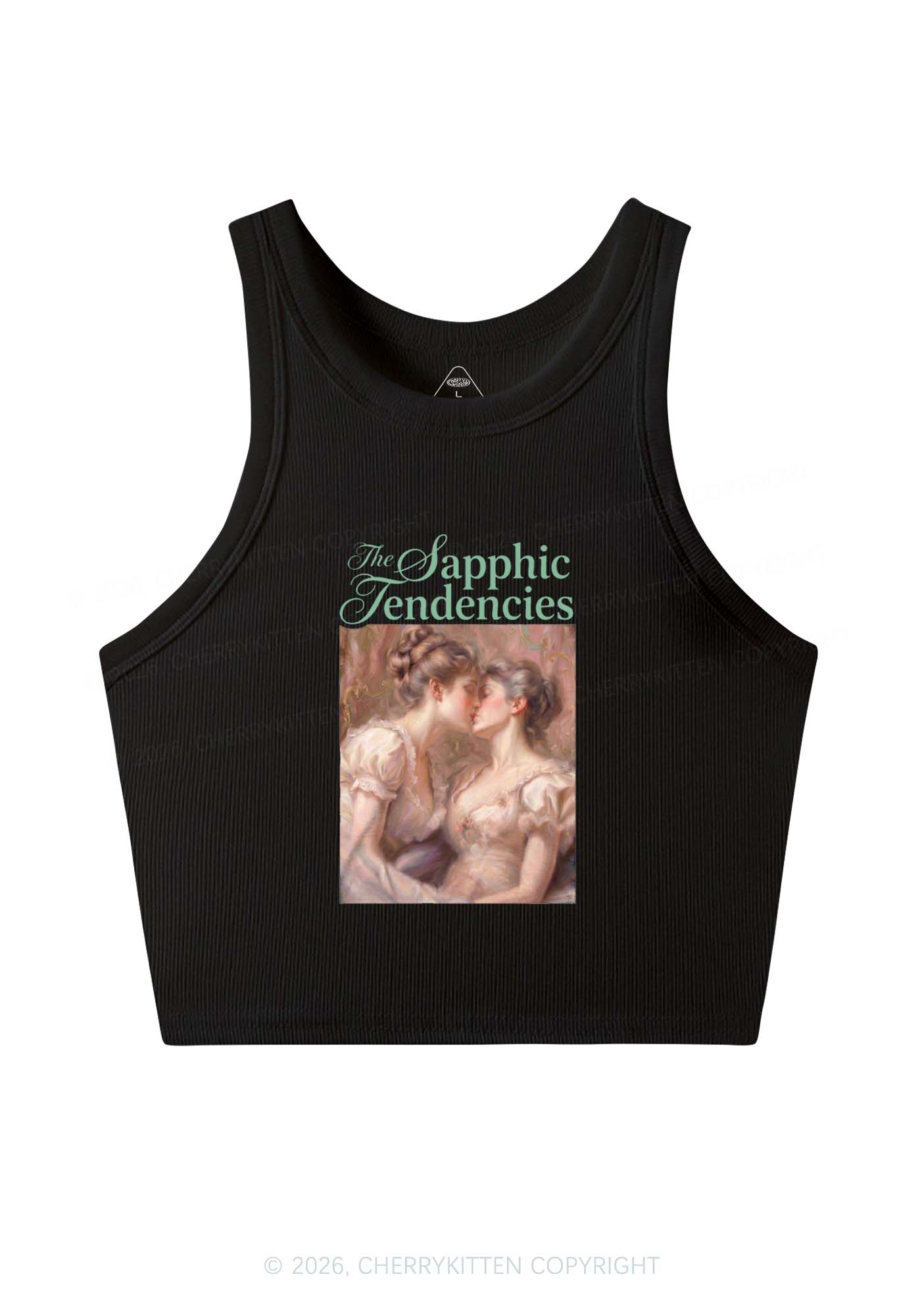 The Sapphic Tendencies Kiss Pride Y2K Crop Tank Top Cherrykitten
