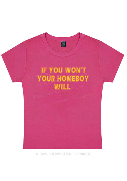 Your Homeboy Will Y2K Baby Tee Cherrykitten