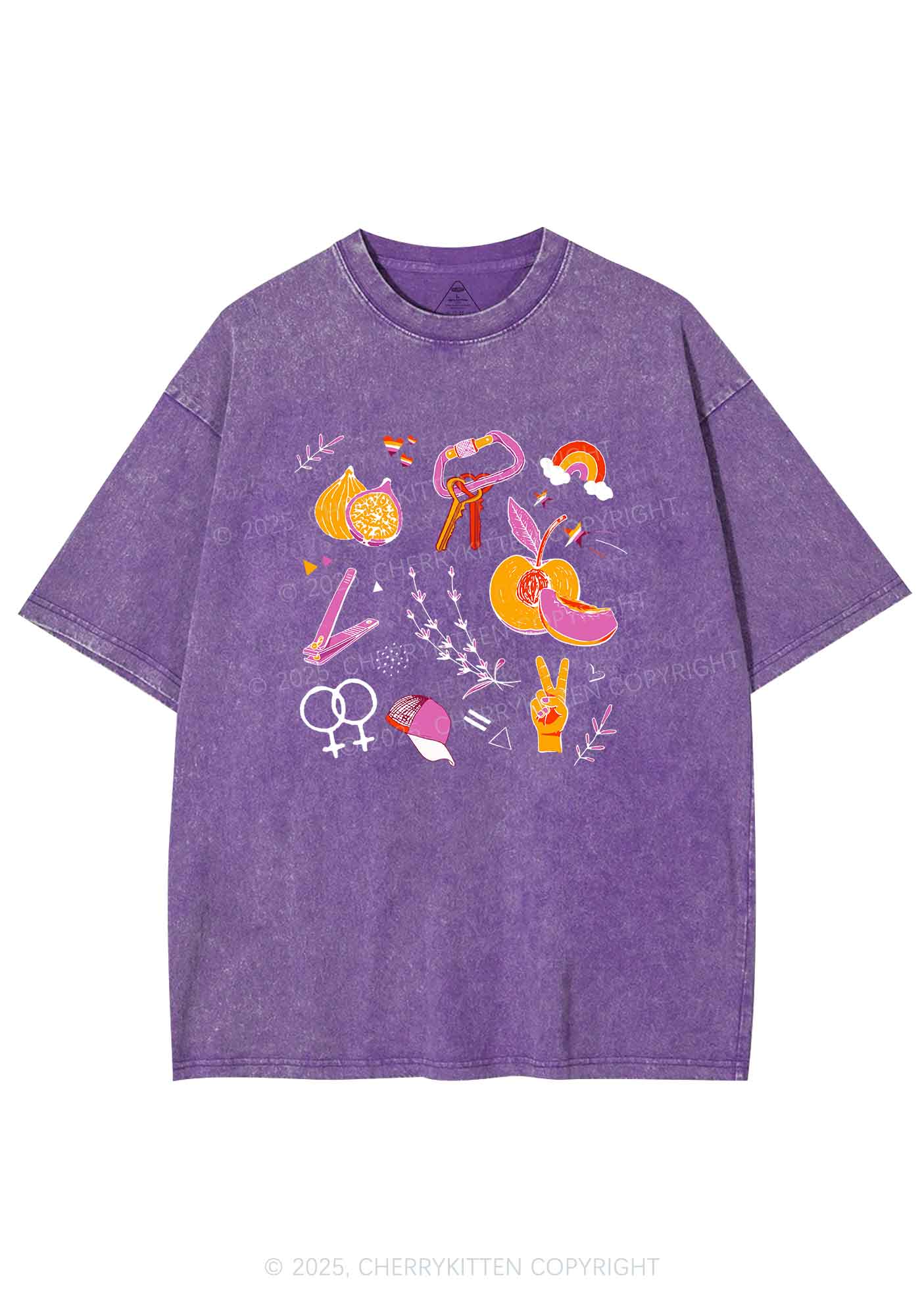 Lesbian Symbols Y2K Shirts Washed Tee Cherrykitten