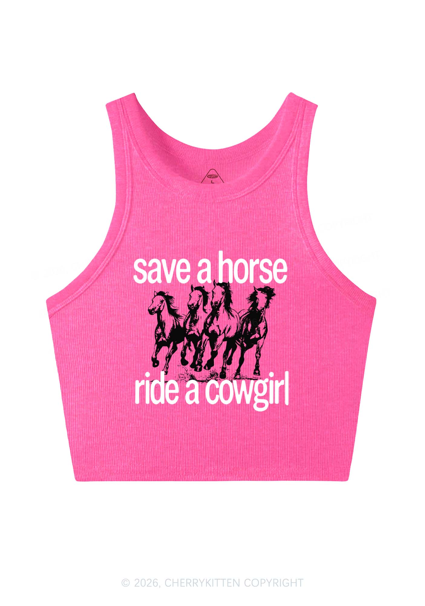 Four Horses Cowgirl Pride Y2K Crop Tank Top Cherrykitten