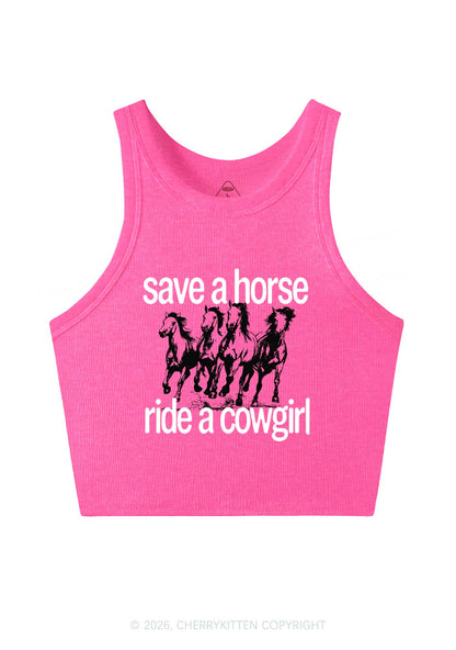 Four Horses Cowgirl Pride Y2K Crop Tank Top Cherrykitten
