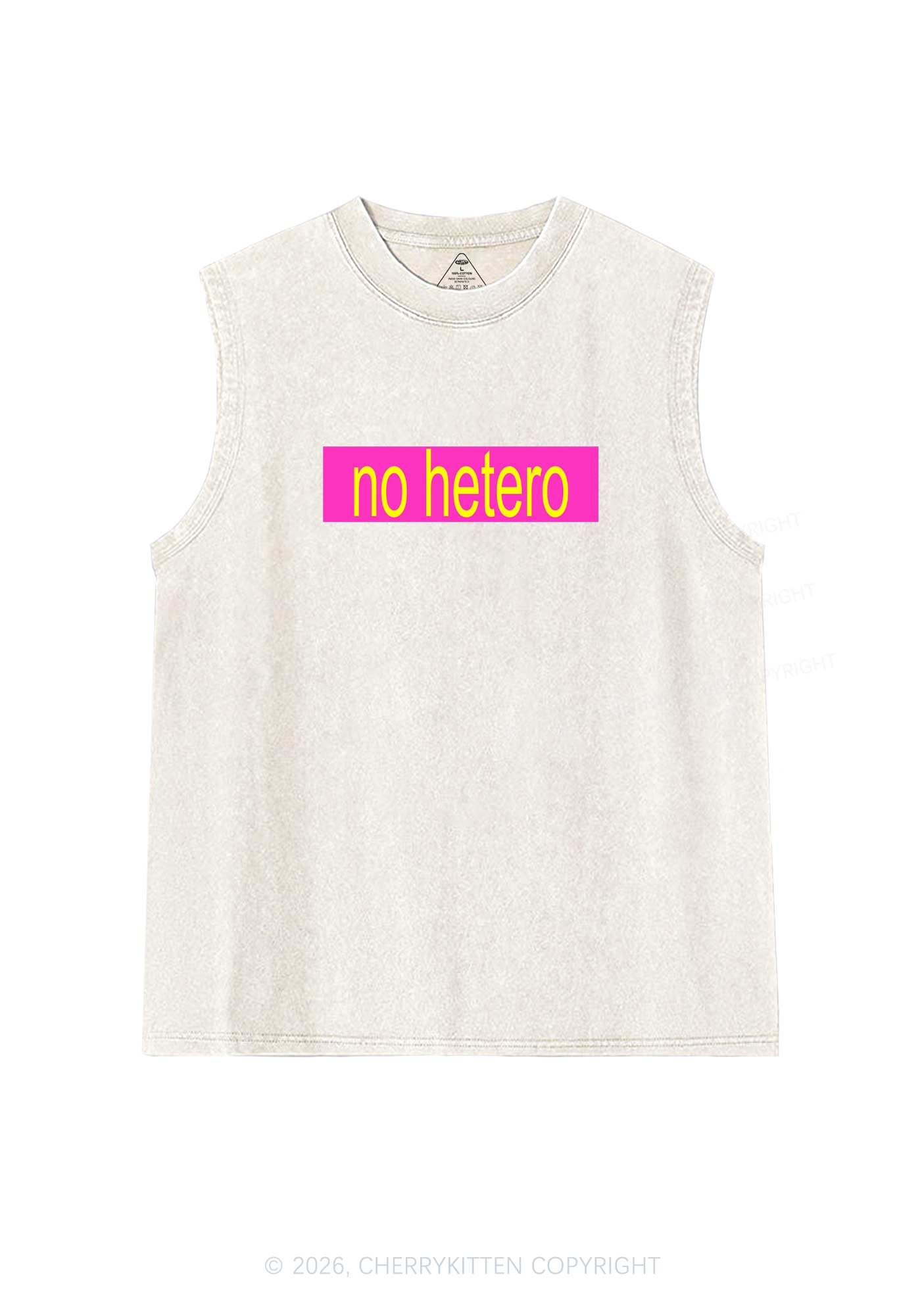 No Hetero Pride Y2K Washed Muscle Tank Cherrykitten