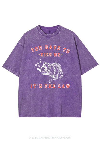 You Have To Kiss Me Y2K Valentine's Day Washed Tee Cherrykitten
