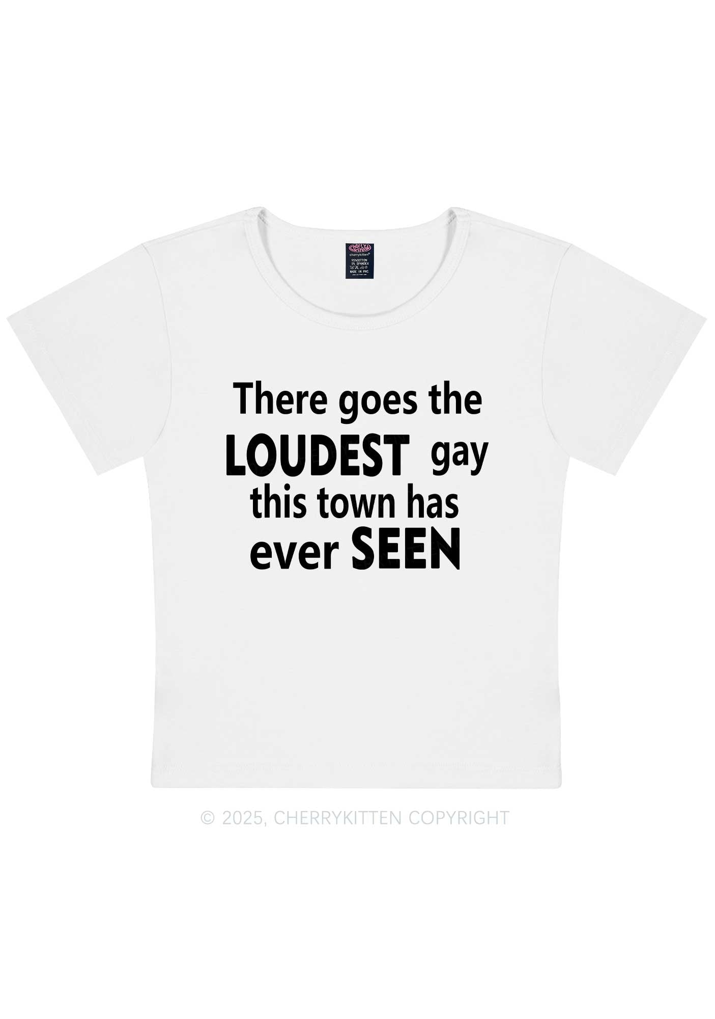 The Loudest Gay Y2K Baby Tee Cherrykitten