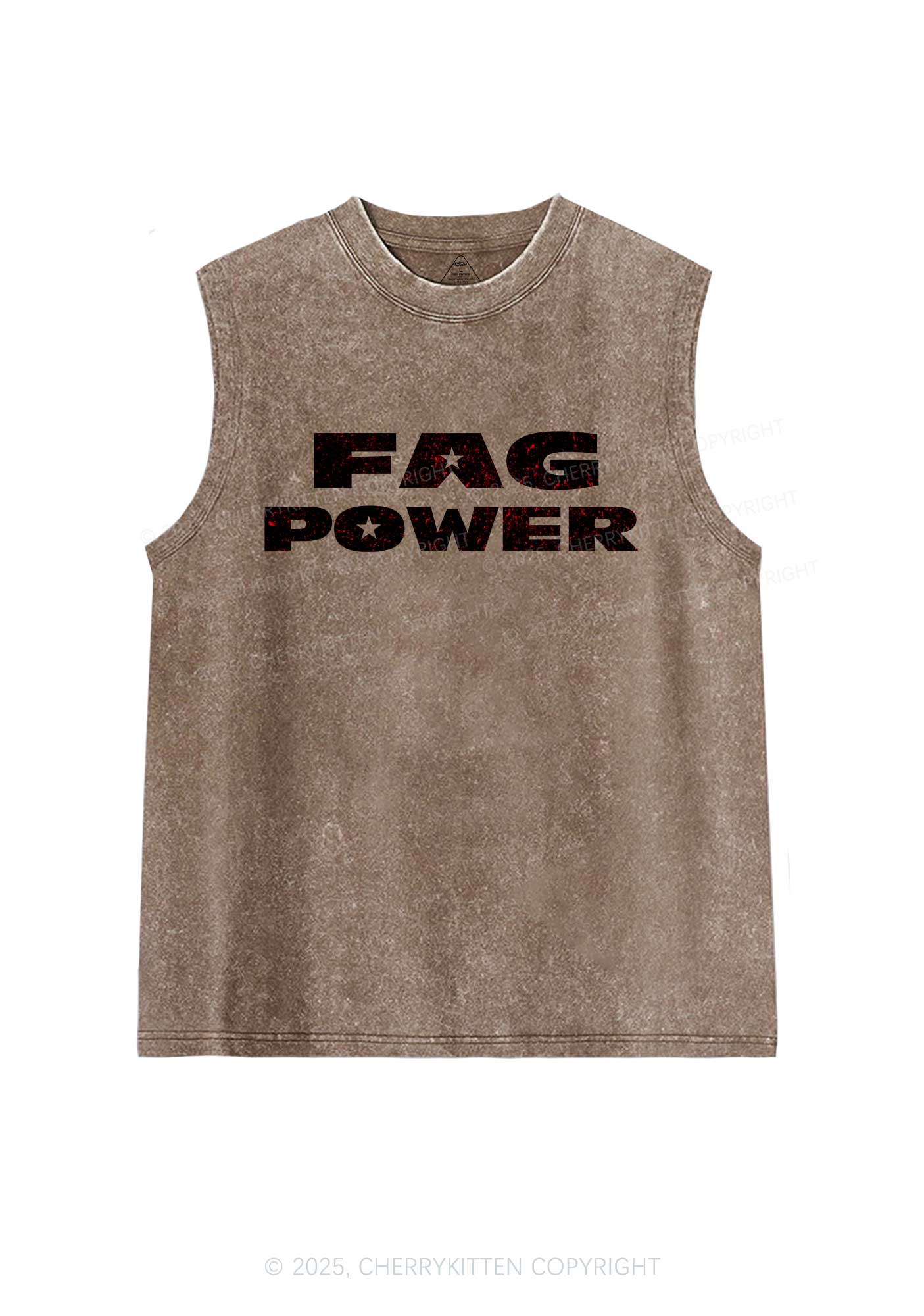 Fag Power Pride Y2K Washed Muscle Tank Cherrykitten
