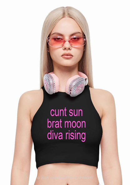 Cxxt Sun Brat Moon Diva Rising Y2K Crop Tank Top Cherrykitten