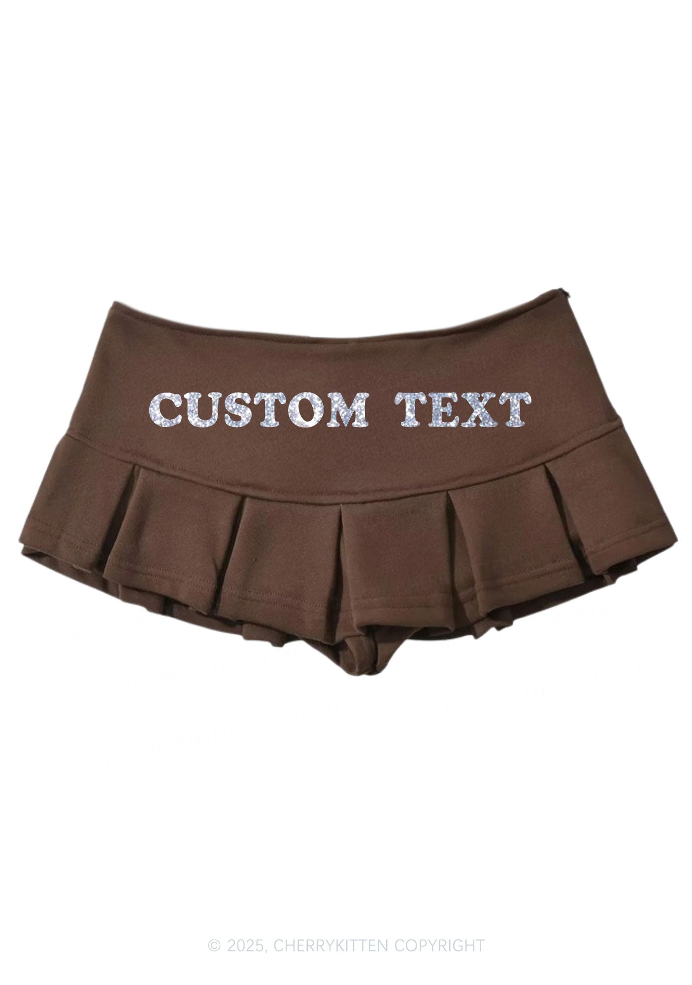 Custom Text Glitter Y2K Mini Pleated Skirts Cherrykitten