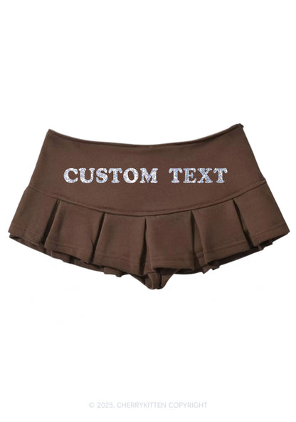 Custom Text Glitter Y2K Mini Pleated Skirts Cherrykitten