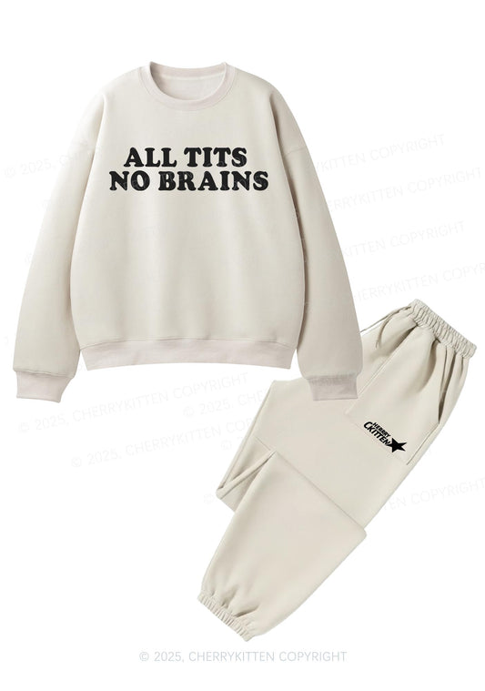 All Txts No Brains Y2K Fleece Sweatshirts Set Cherrykitten