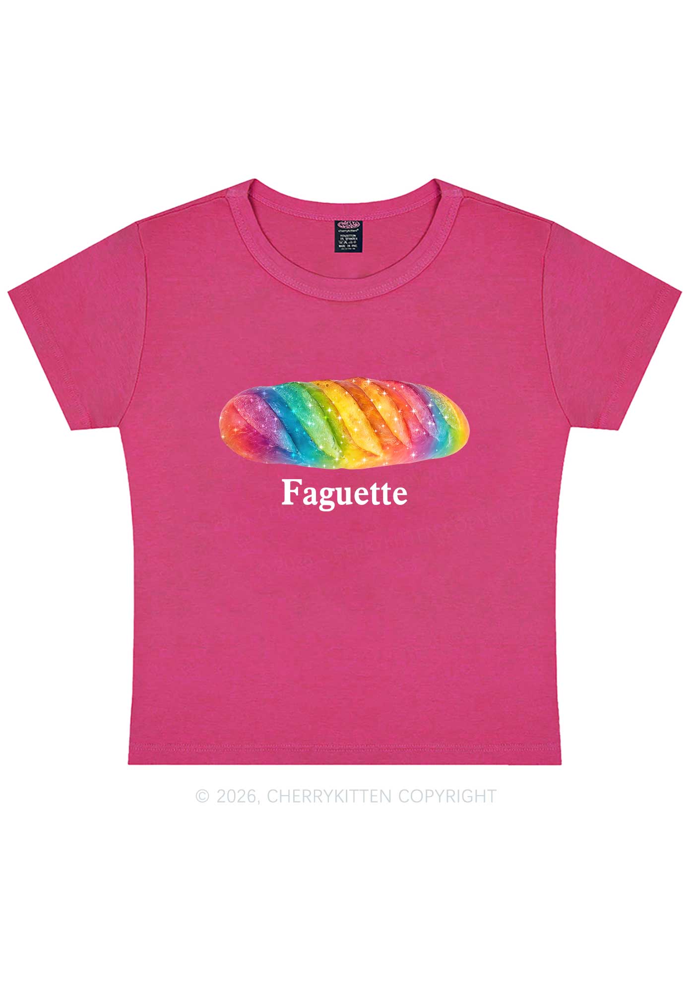 Rainbow Faguette Pride Y2K Baby Tee Cherrykitten