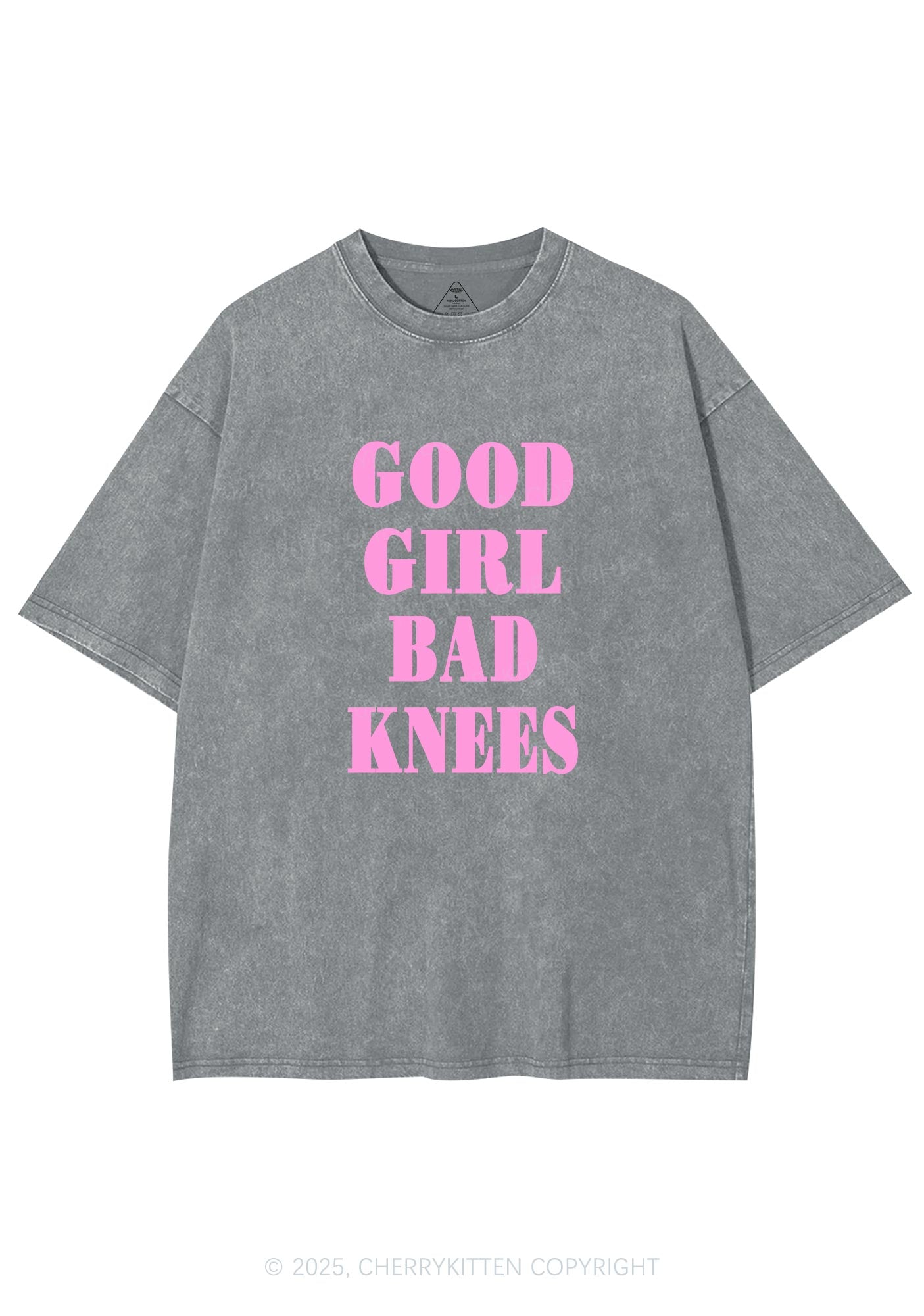 Good Girl Bad Knees Y2K Shirts Washed Tee Cherrykitten