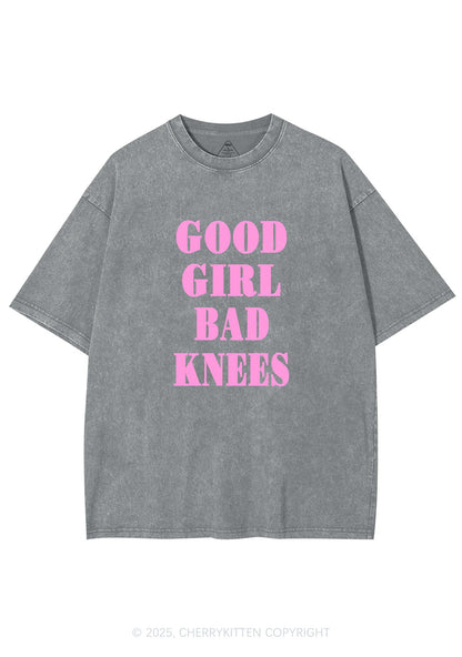 Good Girl Bad Knees Y2K Shirts Washed Tee Cherrykitten