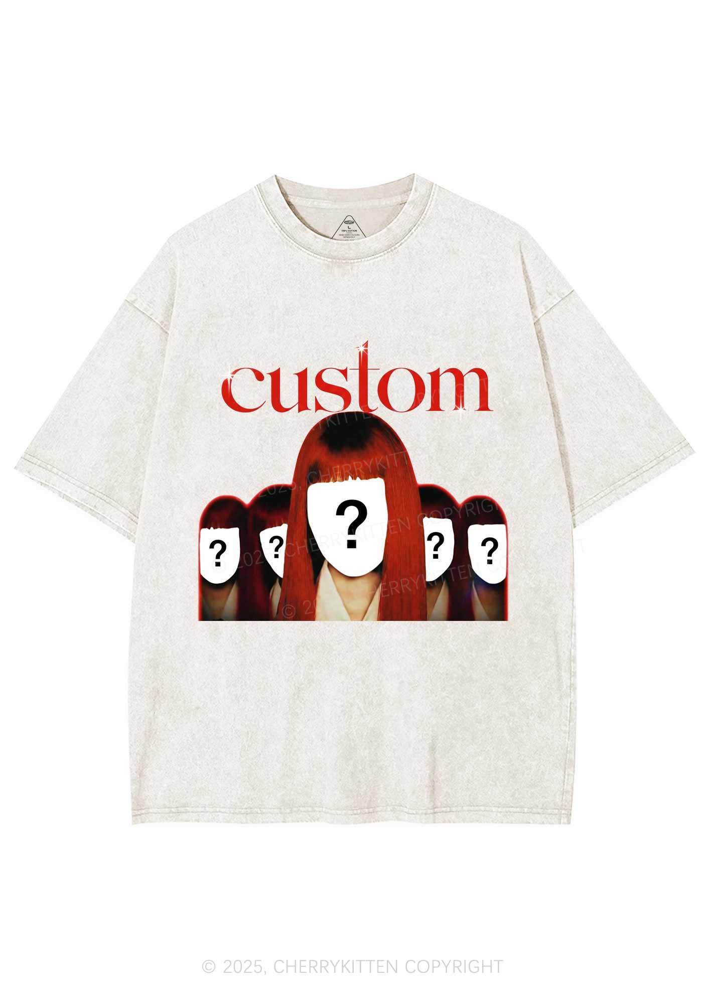 Custom Five Portraits Y2K Shirts Washed Tee Cherrykitten