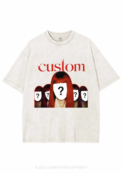 Custom Five Portraits Y2K Shirts Washed Tee Cherrykitten