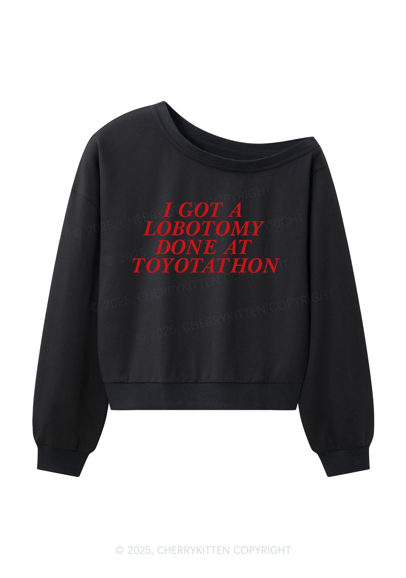 Lobotomy At Toyotathon Y2K Off Shoulder Sweatshirts Cherrykitten