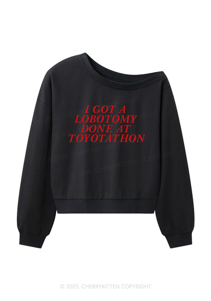 Lobotomy At Toyotathon Y2K Off Shoulder Sweatshirts Cherrykitten