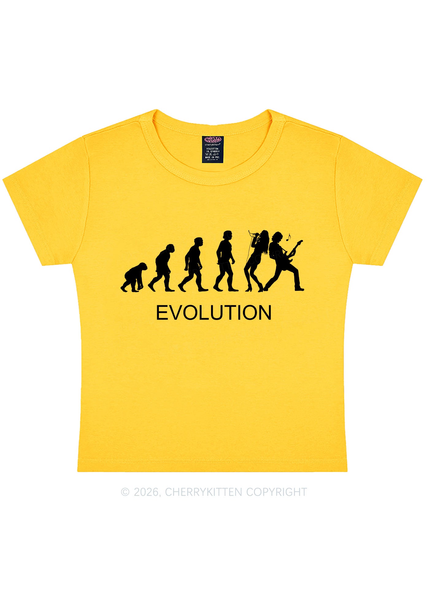 Evolution Rock Band Y2K Baby Tee Cherrykitten
