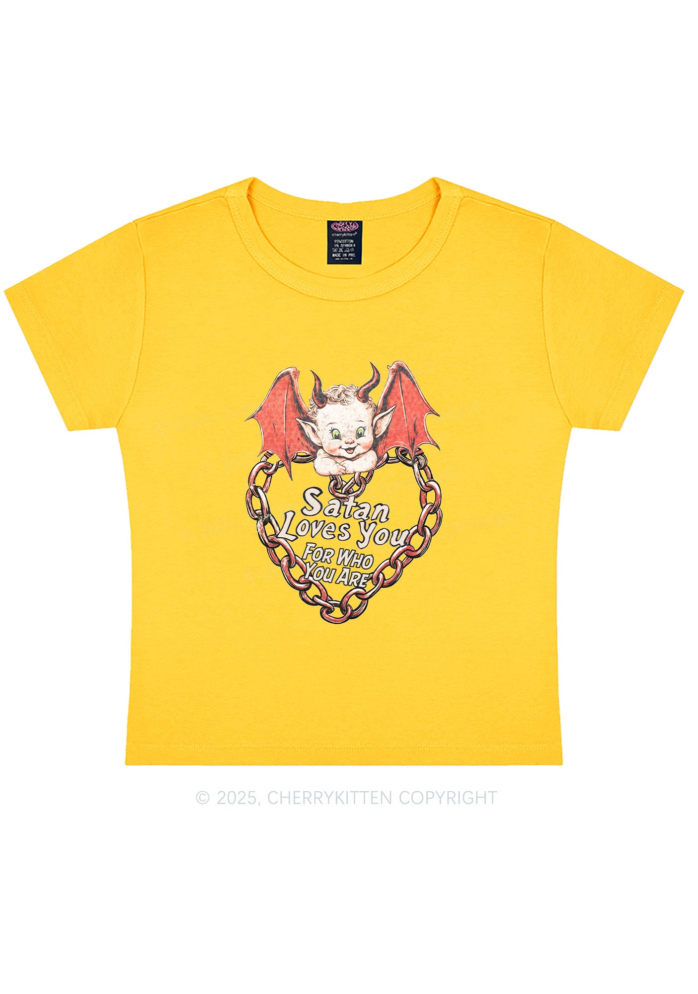 Satan Loves You Y2K Baby Tee Cherrykitten