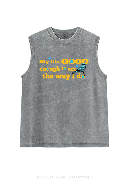 Good To Act Way Y2K Washed Muscle Tank Cherrykitten