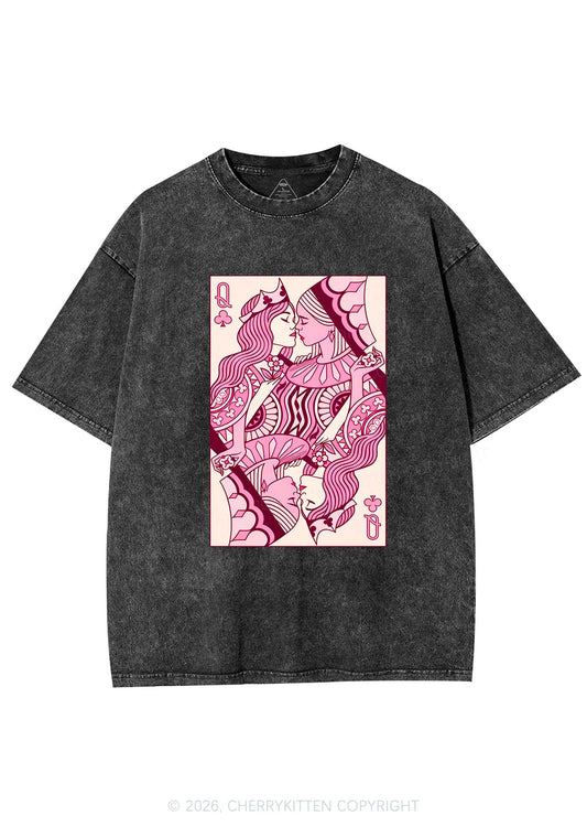 Lesbian Queen Pride Y2K Shirts Washed Tee Cherrykitten