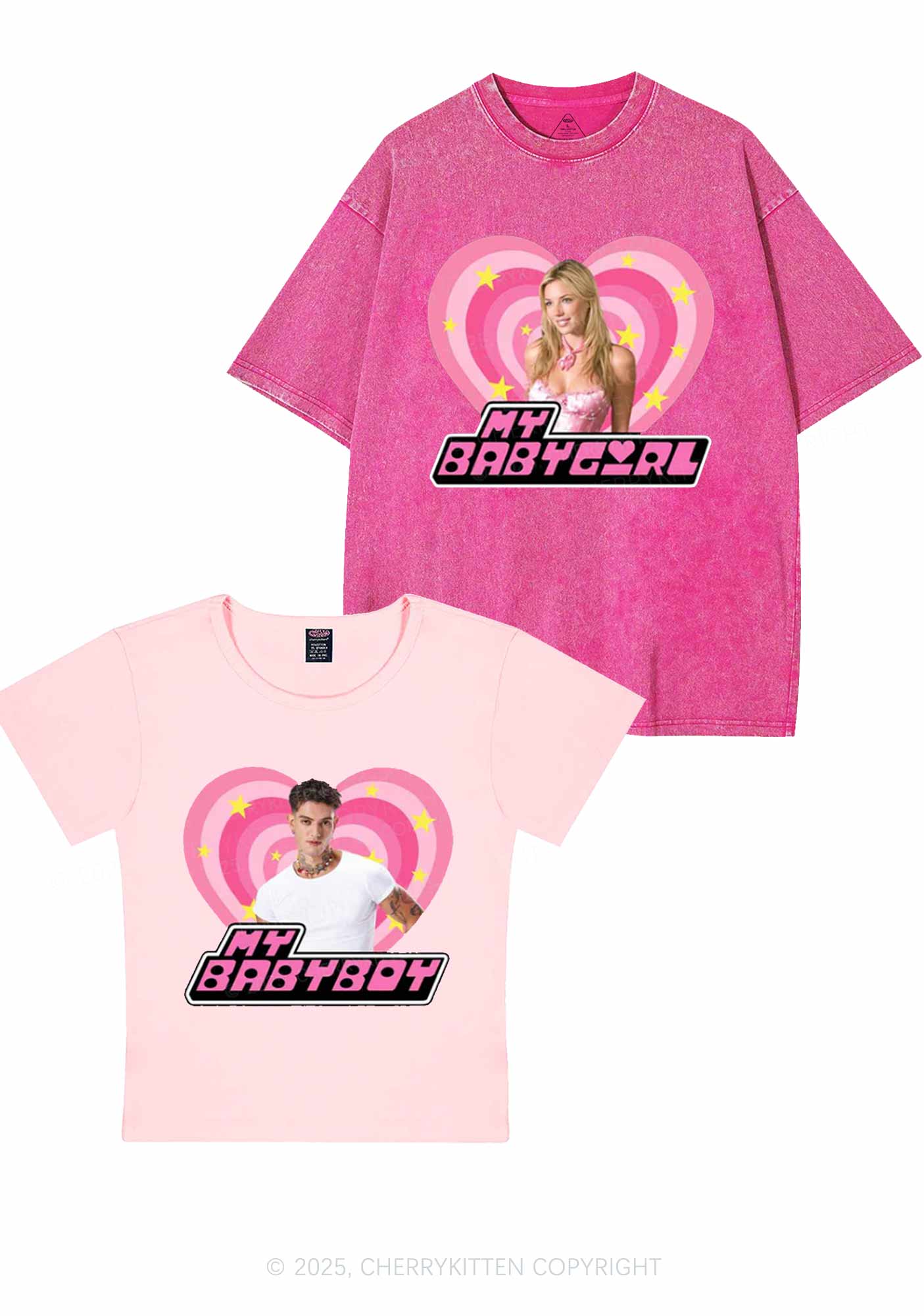 Custom Photo My Baby Y2K Valentine's Day Couple Shirt Cherrykitten