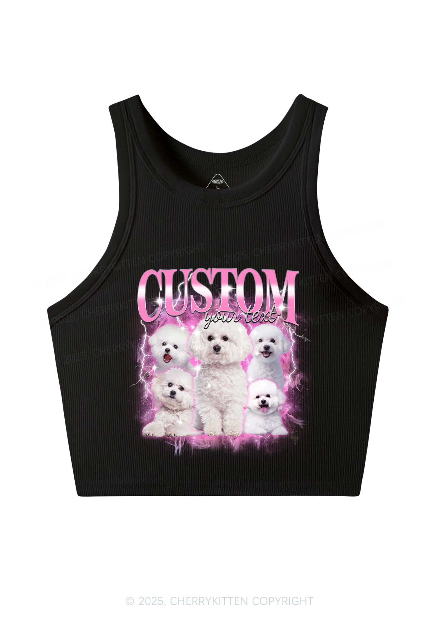 Custom Cute Puppy Photo Y2K Crop Tank Top Cherrykitten