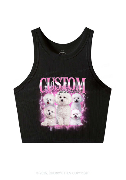 Custom Cute Puppy Photo Y2K Crop Tank Top Cherrykitten