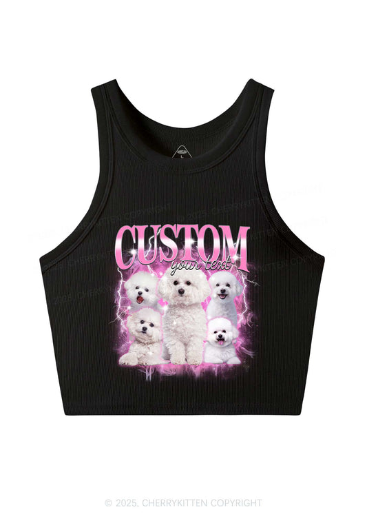 Custom Cute Puppy Photo Y2K Crop Tank Top Cherrykitten