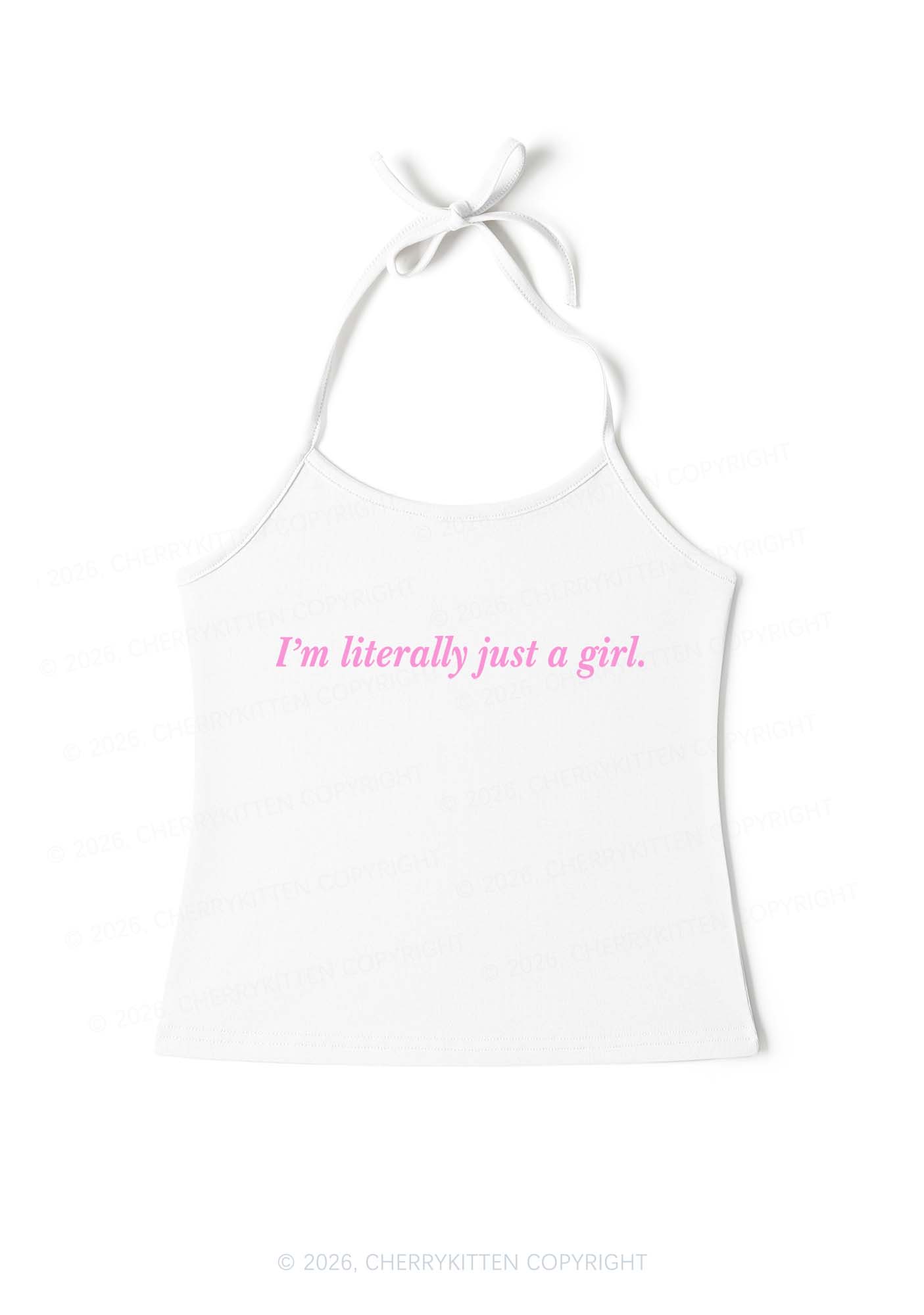 Literally Just A Girl Y2K Halter Neck Cami Cherrykitten