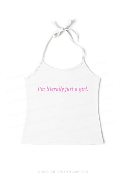 Literally Just A Girl Y2K Halter Neck Cami Cherrykitten