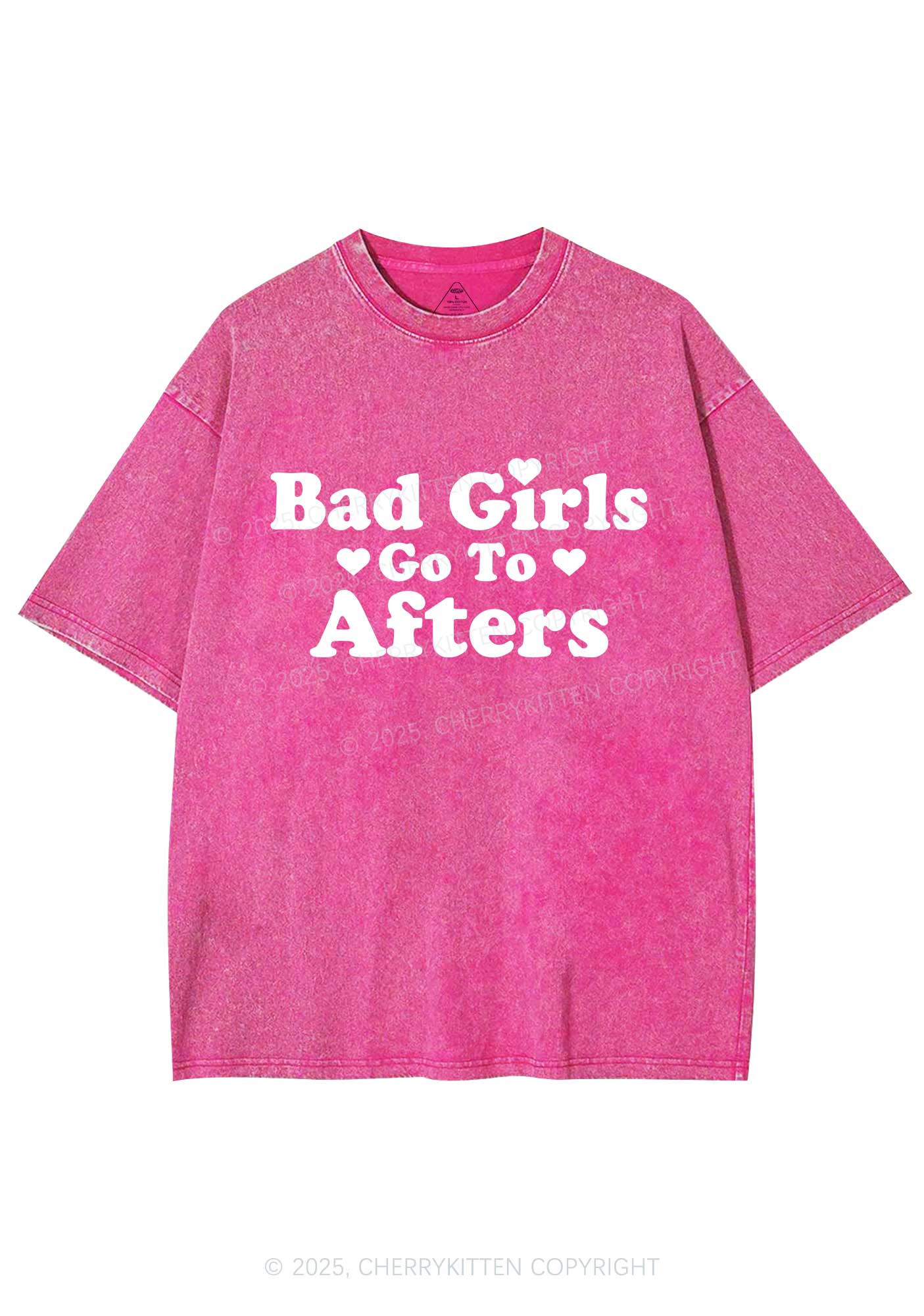 Bad Girls Go Afters Y2K Shirts Washed Tee Cherrykitten