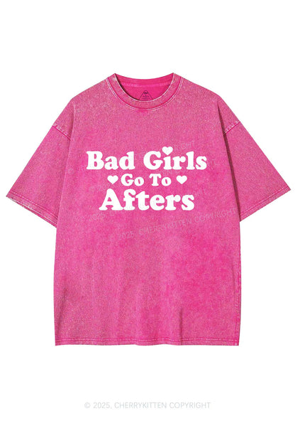 Bad Girls Go Afters Y2K Shirts Washed Tee Cherrykitten