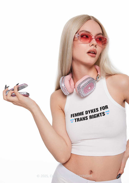 Femme Dykes For Trans Rights Y2K Crop Tank Top Cherrykitten