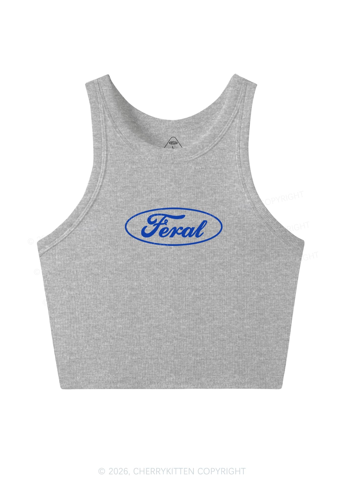 Blue Feral Y2K Crop Tank Top Cherrykitten