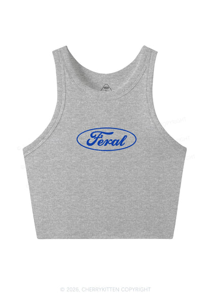 Blue Feral Y2K Crop Tank Top Cherrykitten