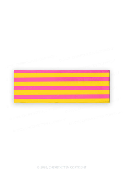 Pink And Yellow Stripes Y2K Print Headband Cherrykitten