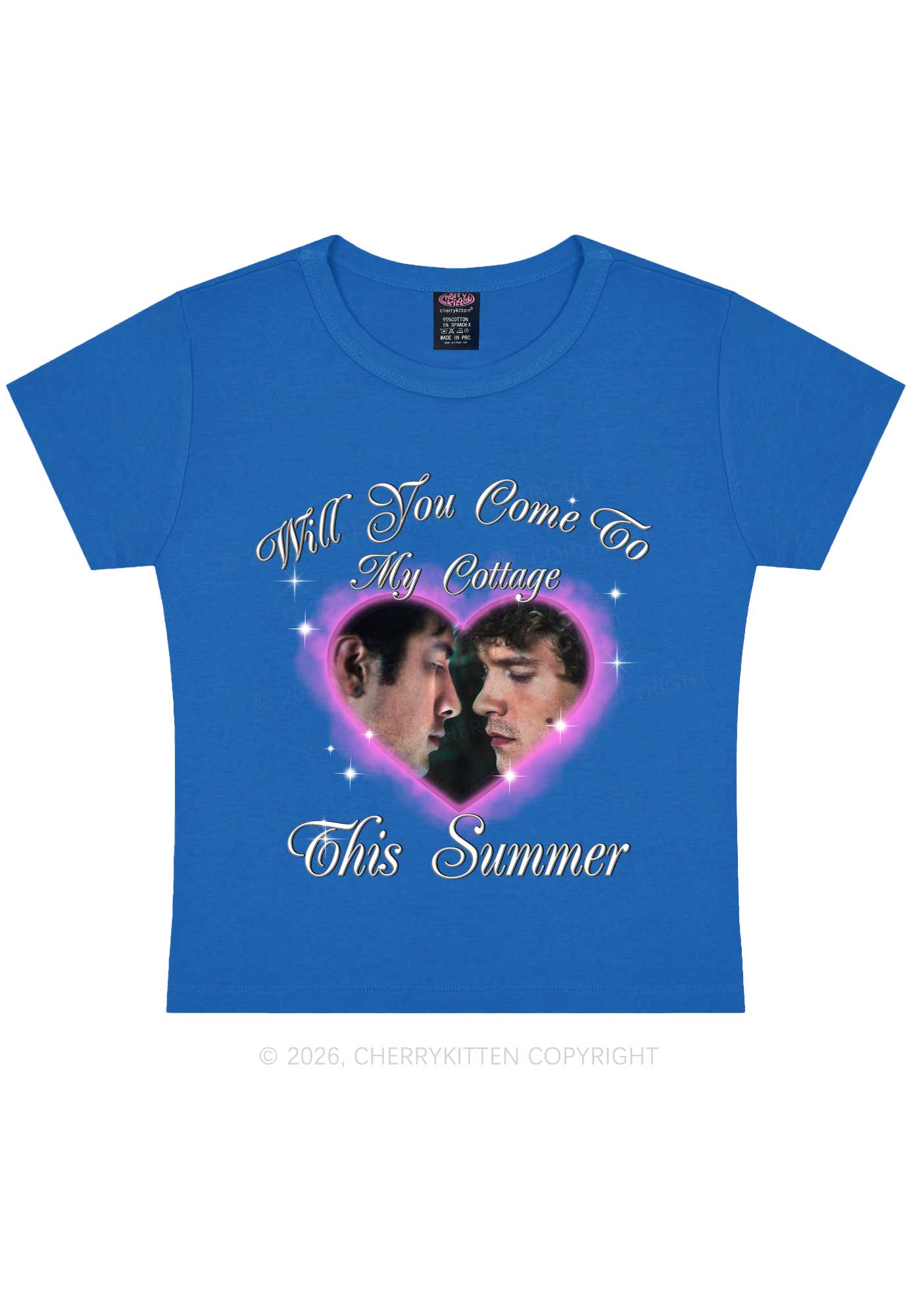 Come To My Cottage This Summer HR Y2K Baby Tee Cherrykitten
