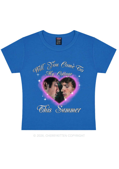 Come To My Cottage This Summer HR Y2K Baby Tee Cherrykitten